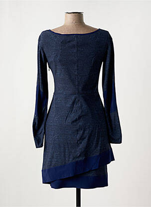 Robe mi-longue imprimé fantaisie manches longues bleu ALMA LIBRE femme