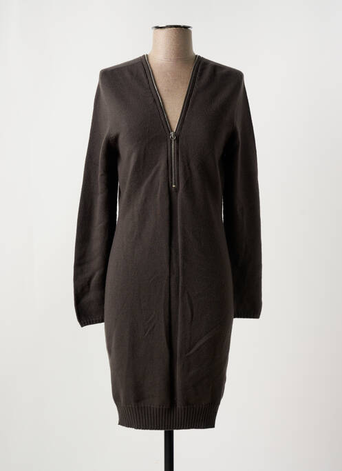 Robe pull col v manches longues marron D.EXTERIOR femme