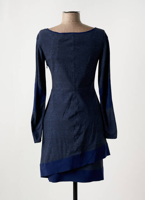 Robe mi-longue imprimé fantaisie manches longues bleu ALMA LIBRE femme