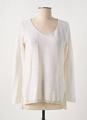 Pull col v manches longues blanc FABIANA FILIPPI femme