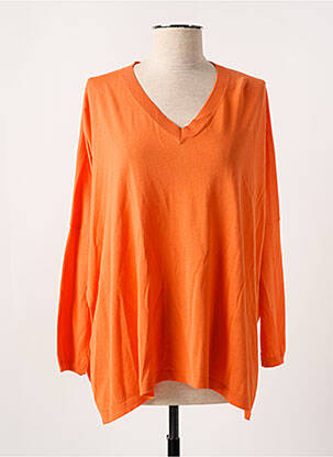 Pull col v manches longues orange ALLUDE femme