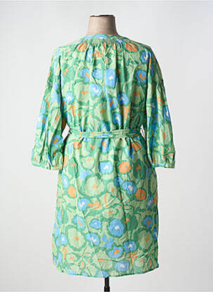 Robe mi-longue imprimé fleurs manches 3/4 vert TRIANGLE femme