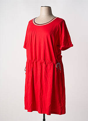 Robe mi-longue manches courtes manches courtes rouge SHEEGO femme
