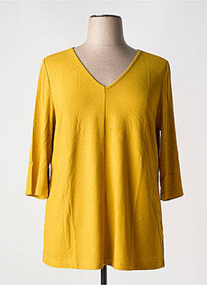 T-shirt manches 3/4 manches 3/4 jaune SHEEGO femme