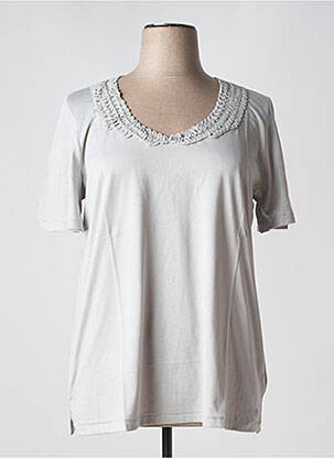 T-shirt col v manches courtes gris SHEEGO femme