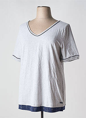 T-shirt col v manches courtes gris SHEEGO femme