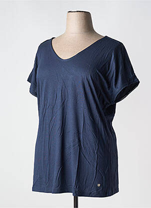 T-shirt col v manches courtes bleu SHEEGO femme