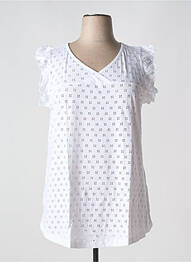 T-shirt col v manches courtes blanc SHEEGO femme