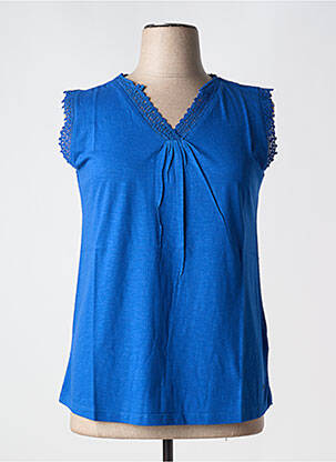 T-shirt col v manches courtes bleu SHEEGO femme