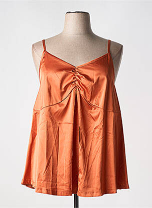 Top coupe fluide fines bretelles orange SHEEGO femme