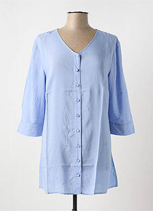 Blouse poignets boutonnés avec fente manches 3/4 bleu SHEEGO femme