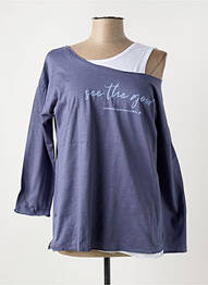 T-shirt sérigraphie floquée manches 3/4 bleu SHEEGO femme