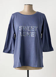 Top coupe cintrée manches 3/4 bleu SHEEGO femme