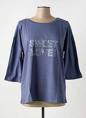 Top coupe cintrée manches 3/4 bleu SHEEGO femme
