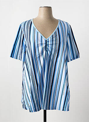 T-shirt col v manches courtes bleu SHEEGO femme