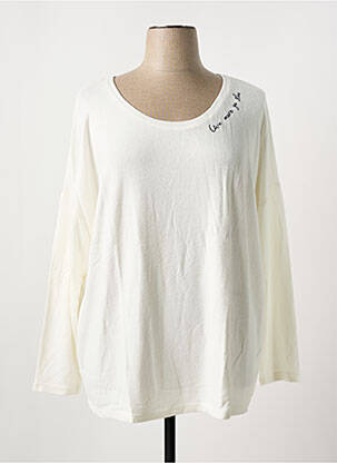 Pull stretch manches longues blanc SHEEGO femme