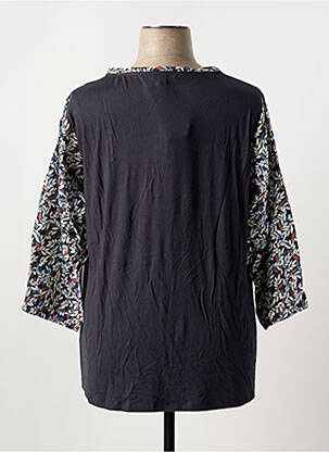Blouse tissage popeline manches 3/4 bleu TRIANGLE femme
