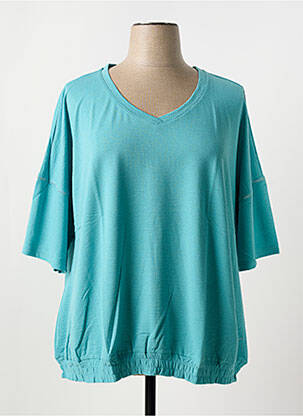 T-shirt col v manches courtes bleu SHEEGO femme