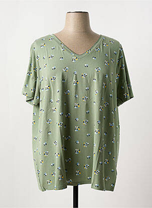 T-shirt coupe droite manches courtes vert SHEEGO femme