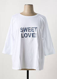 T-shirt sérigraphie floquée manches 3/4 blanc SHEEGO femme