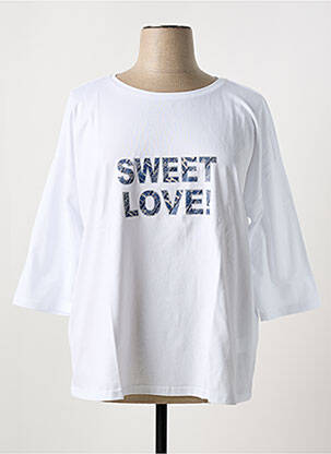 T-shirt manches 3/4 manches 3/4 blanc SHEEGO femme