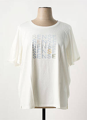 T-shirt sérigraphie floquée manches courtes blanc TRIANGLE femme