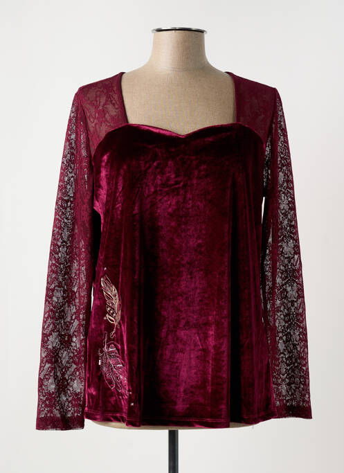 Top col carré manches longues violet SHEEGO femme