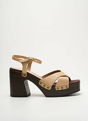 Sandales/nu pieds semi compensé talon de 7 à 9cm beige UNISA femme