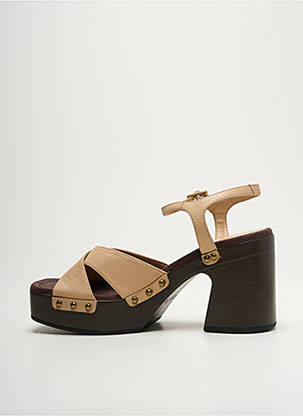 Sandales/nu pieds matière lisse talon de 7 à 9cm beige UNISA femme
