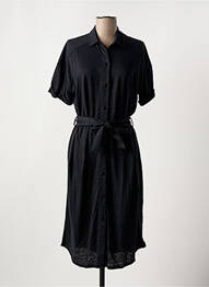 Robe mi-longue manches courtes manches courtes noir MAJESTIC FILATURES femme
