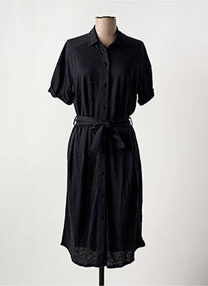 Robe mi-longue manches courtes manches courtes noir MAJESTIC FILATURES femme