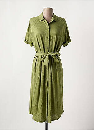 Robe mi-longue manches courtes manches courtes vert MAJESTIC FILATURES femme