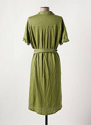 Robe mi-longue manches courtes manches courtes vert MAJESTIC FILATURES femme