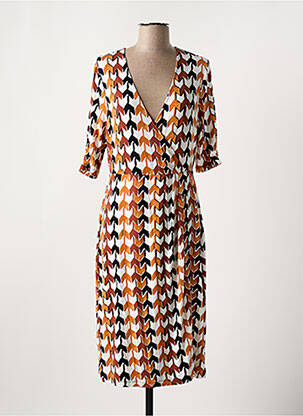 Robe mi-longue manches 3/4 manches 3/4 orange SURKANA femme