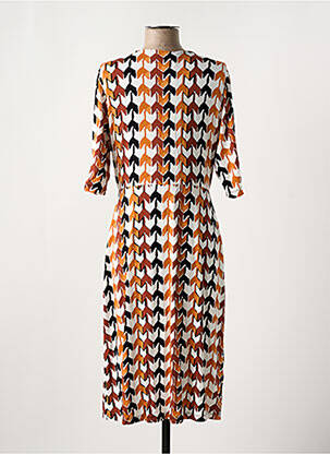 Robe mi-longue manches 3/4 manches 3/4 orange SURKANA femme