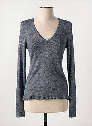 Pull coupe cintrée manches longues gris MAJESTIC FILATURES femme