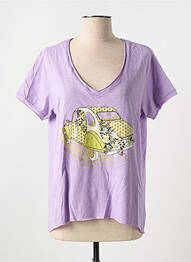 T-shirt sérigraphie floquée manches courtes violet STORIATIPIC femme