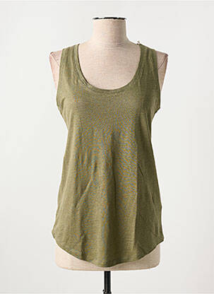 Débardeur coupe cintrée sans manche vert MAJESTIC FILATURES femme