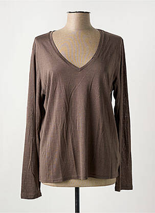 T-shirt manches longues manches longues marron MAJESTIC FILATURES femme