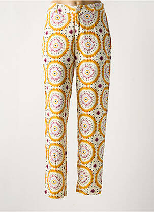 Pantalon droit tissage popeline taille normale orange STORIATIPIC femme