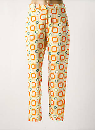 Pantalon droit tissage popeline taille normale orange clair STORIATIPIC femme
