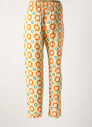 Pantalon droit tissage popeline taille normale orange clair STORIATIPIC femme
