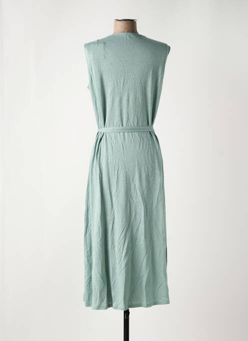 Robe mi-longue sans manche sans manche vert MAJESTIC FILATURES femme