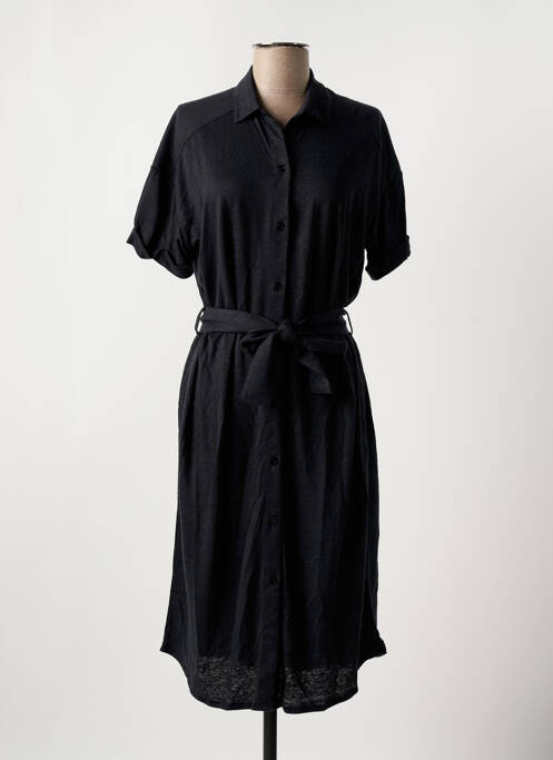 Robe mi-longue manches courtes manches courtes noir MAJESTIC FILATURES femme