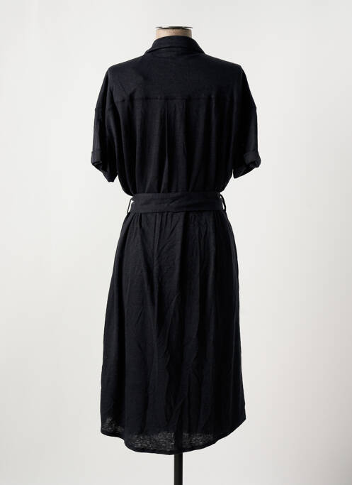 Robe mi-longue manches courtes manches courtes noir MAJESTIC FILATURES femme