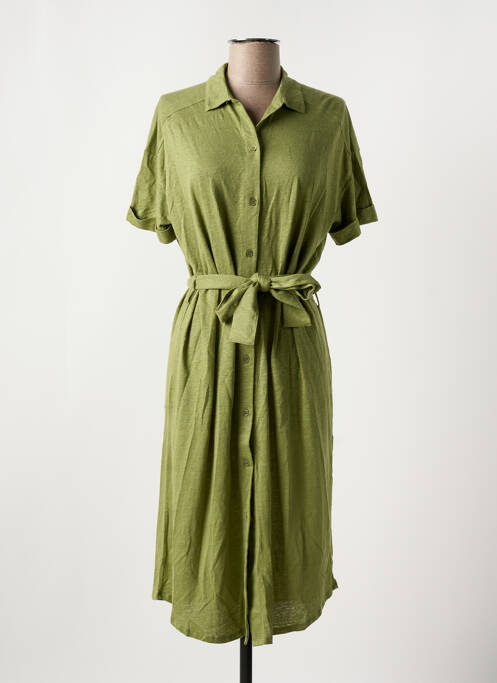 Robe mi-longue manches courtes manches courtes vert MAJESTIC FILATURES femme