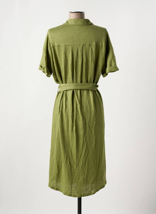 Robe mi-longue manches courtes manches courtes vert MAJESTIC FILATURES femme