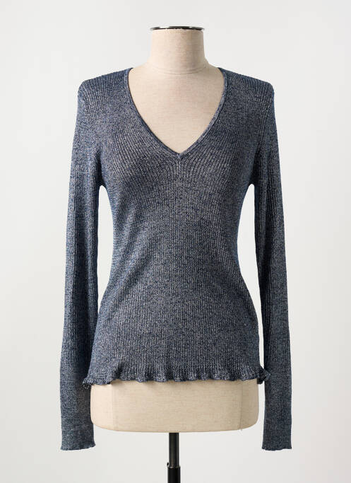 Pull coupe cintrée manches longues gris MAJESTIC FILATURES femme