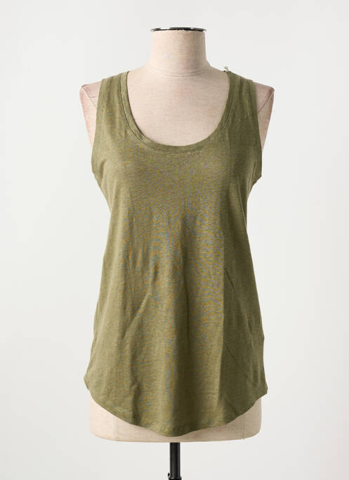 Débardeur coupe cintrée sans manche vert MAJESTIC FILATURES femme