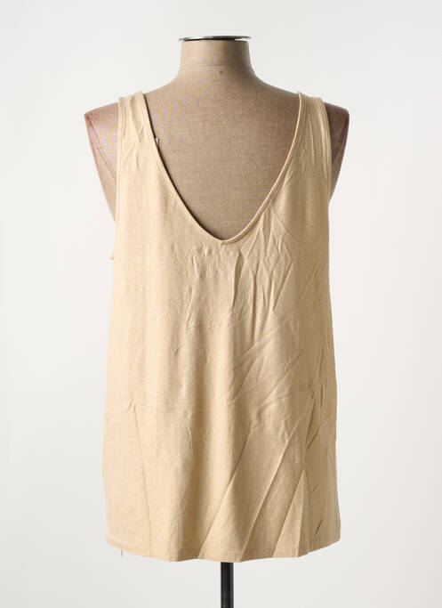 Débardeur col v sans manche marron MAJESTIC FILATURES femme